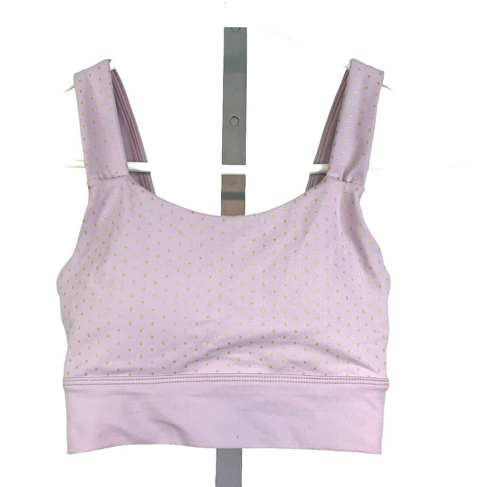 ALL FENIX Womens XS Twilight Blush Sports Bra Gold Polka Dots Stretch EUC